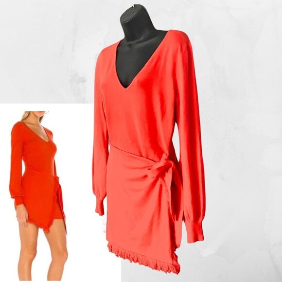 Revolve x House of Harlow NWT “Petra” Sweater Dress - Crimson Orange - Medium - Picture 2 of 9